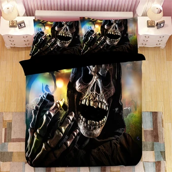 

3D skull Bedding Sets twin full queen king Duvet Cover Bed Set black Bedclothes fashion pillowcase quilt cover sets Home textile