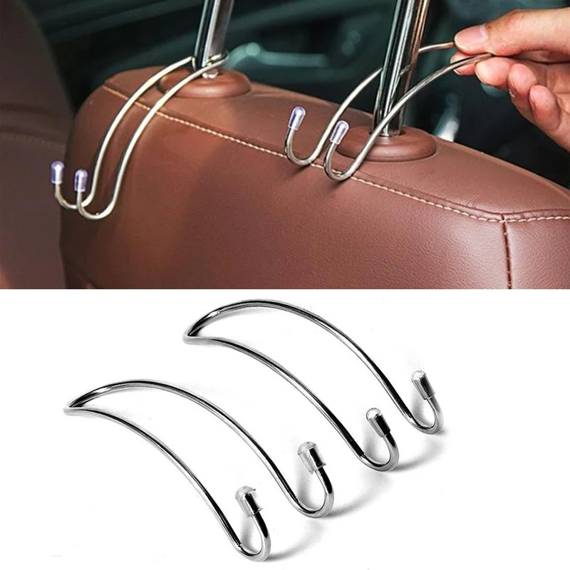 Metal Seat Headrest Hook Organizer leather Bag Holder Hanger for All Car 