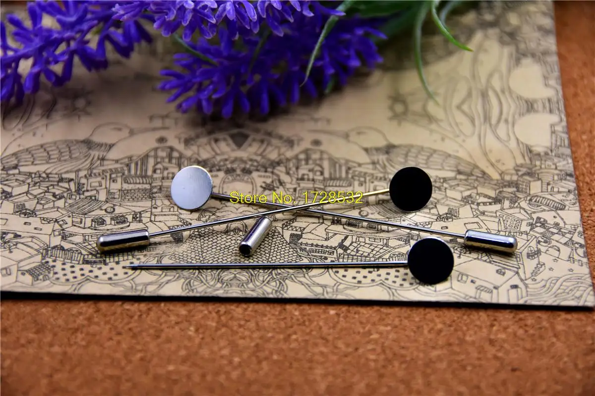 

30pcs silver Lapel Pin Stick Pin Clutch 4x65mm With 10mm Pad DIY Charms Pendants