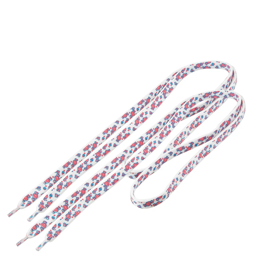 

UXCELL 114Cm Long Red Blue Candy Pattern Plastic Tip White Flat Shoelace String Pair