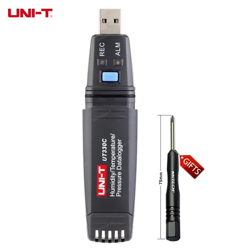 UNI-T UT330C Mini USB Temperature Humidity Atmospheric Pressure Data Record Thermometer Hygrometer diagnostic-tool PC Connecting ut330a ut330b ut330c datalogger temperature humidity atmospheric pressure ip67 waterproof weather station export thermometer