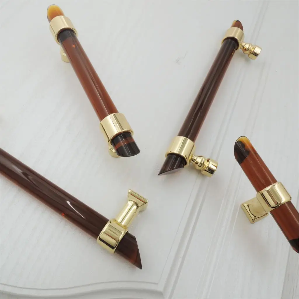 

Retro Red Brown Transparent Acrylic Knobs For Drawer Bathroom Cabinet Handles Acrylic Cupboard Long Handle T Pull