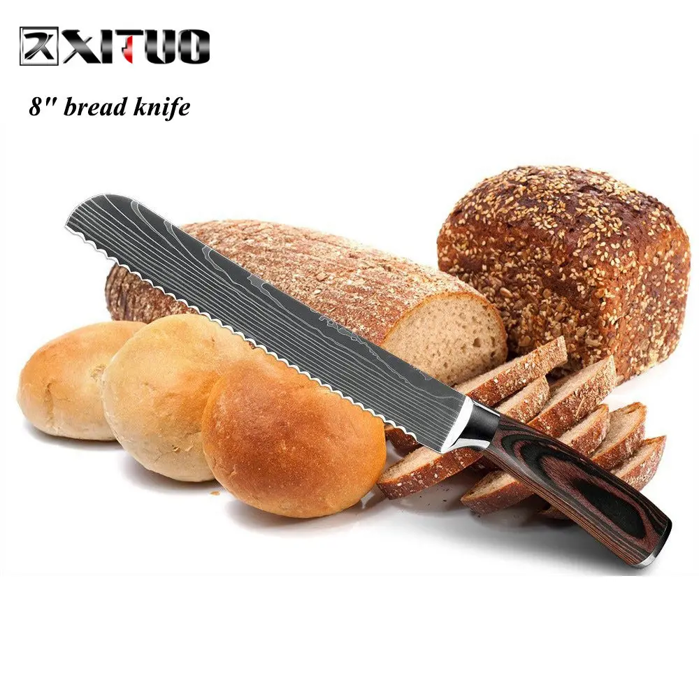 XITUO профессиональный нож шеф-повара из высокоуглеродистой нержавеющей стали, кухонный нож шеф-повара, острое лезвие, нож для приготовления пищи - Цвет: 8 in bread knife