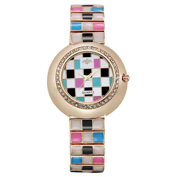 

2017 New Women's Fashion Full Diamond Quartz Watch Gold Stainless Steel Bracelet Luxury Lady Dress Watch