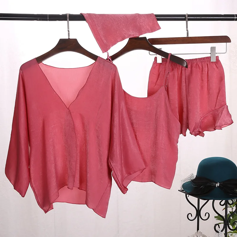 women summer silklike pajamas sets (5)