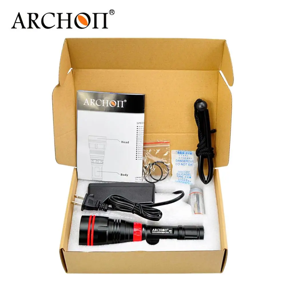 Archon DY01/WY07 CREE светодиодный фонарик для дайвинга фонарь 26650 перезаряжаемая батарея
