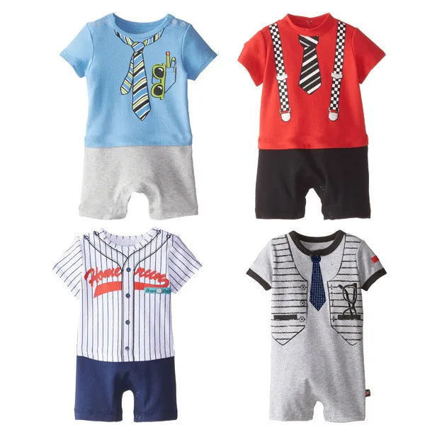 2018 New Summer Style Newborn Baby Rompers Boys Clothes Tie Strap Short
