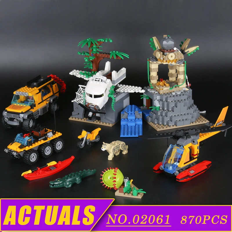 

Bei fen 02061 870pcs the Jungle Exploration Site Set DIY Toy Building Blocks Bricks City Series 60161 Children Toys Gift LEPIN