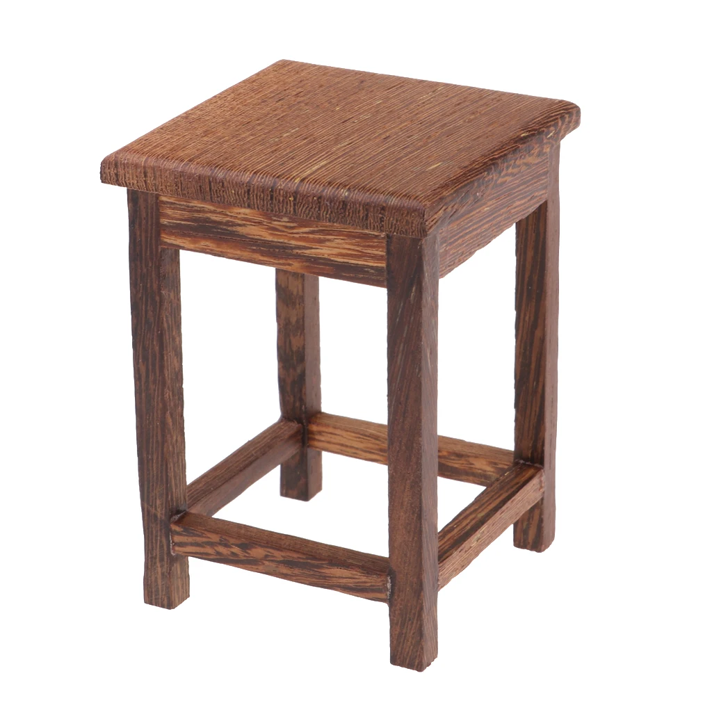 1:6 Dollhouse Solid Wenge Miniatures Furniture Wooden Tea Table and Two Armchairs Home Decor