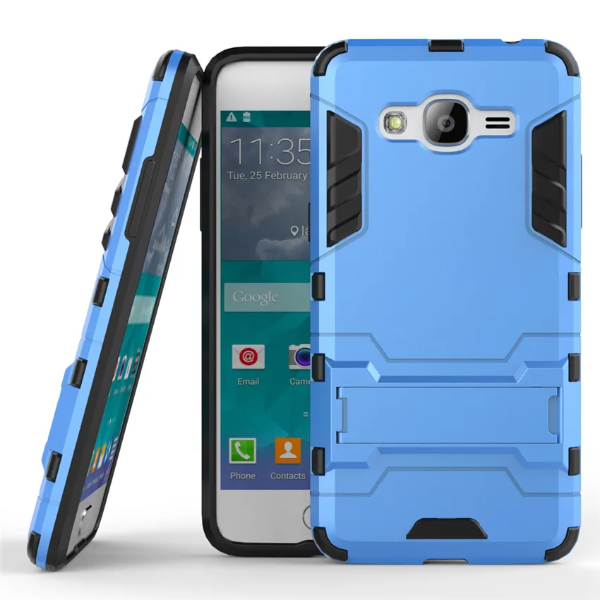 For Case Samsung Galaxy J2 Prime Cover Hard Silicone+PC Holder Case For
