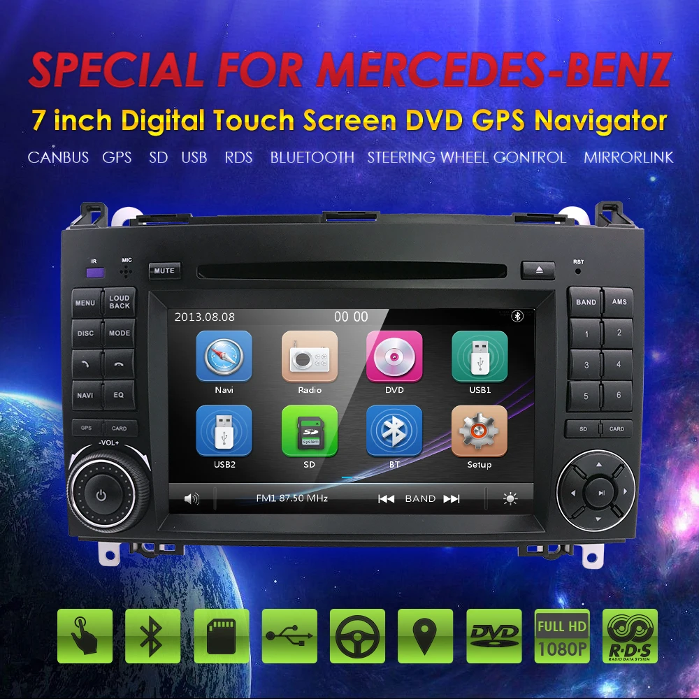 Best Car In Dash DVD Player GPS Navigation for Mercedes-Benz W169 A150/A160/A170/A180/A200 W245 B160/B170/B180/B200 W639 Vito/Viano W 1