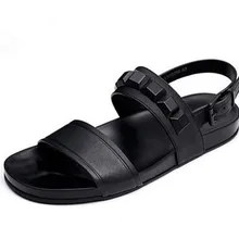 Личность мужские кожаные сандалии в ретро-стиле потертостей повседневная обувь, сандалии женские туфли с мягкой подошвой с открытым носком; пляжные сандалии