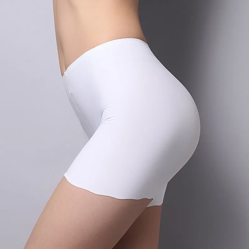 Girl\\'s Solid Color Ice Silk High Waist Female Seamless Quick Dry Panties Safety Ladies Panties