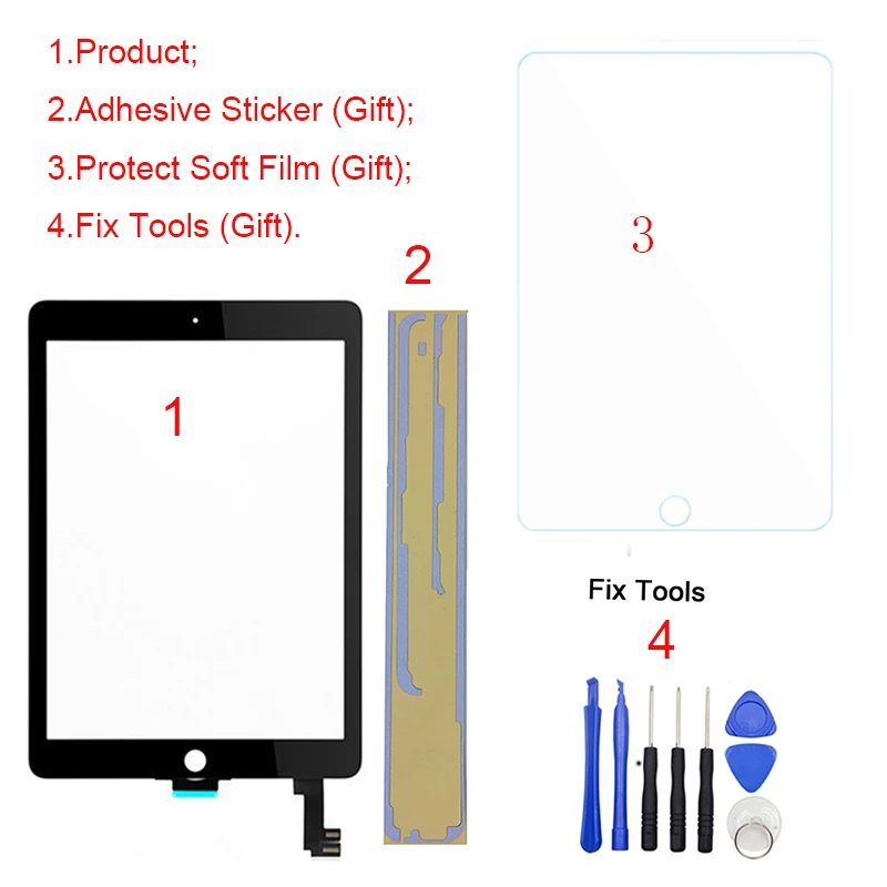 1 шт. абсолютно для iPad Air 2 2nd Gen A1566 A1567 9," сенсорный экран дигитайзер внешняя панель запасной датчик на переднем стекле