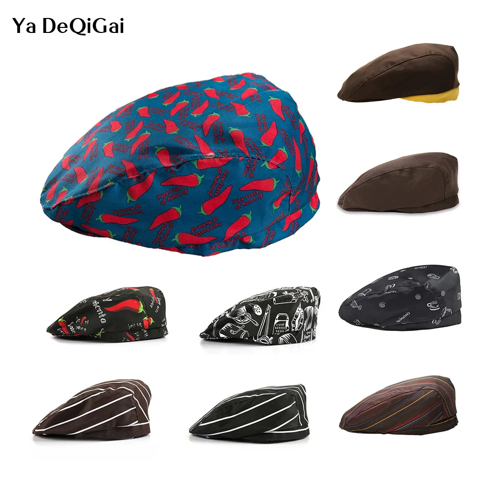 New Unisex Print Chef Hat Cooking Beret Hat Cap Kitchen Restaurant Service