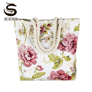 

Fashionable Flower Printing Women Handbags Canvas Women Beach Bag Casual Shopping Tote Mummy Shoulder Bag drop shipping JXY820