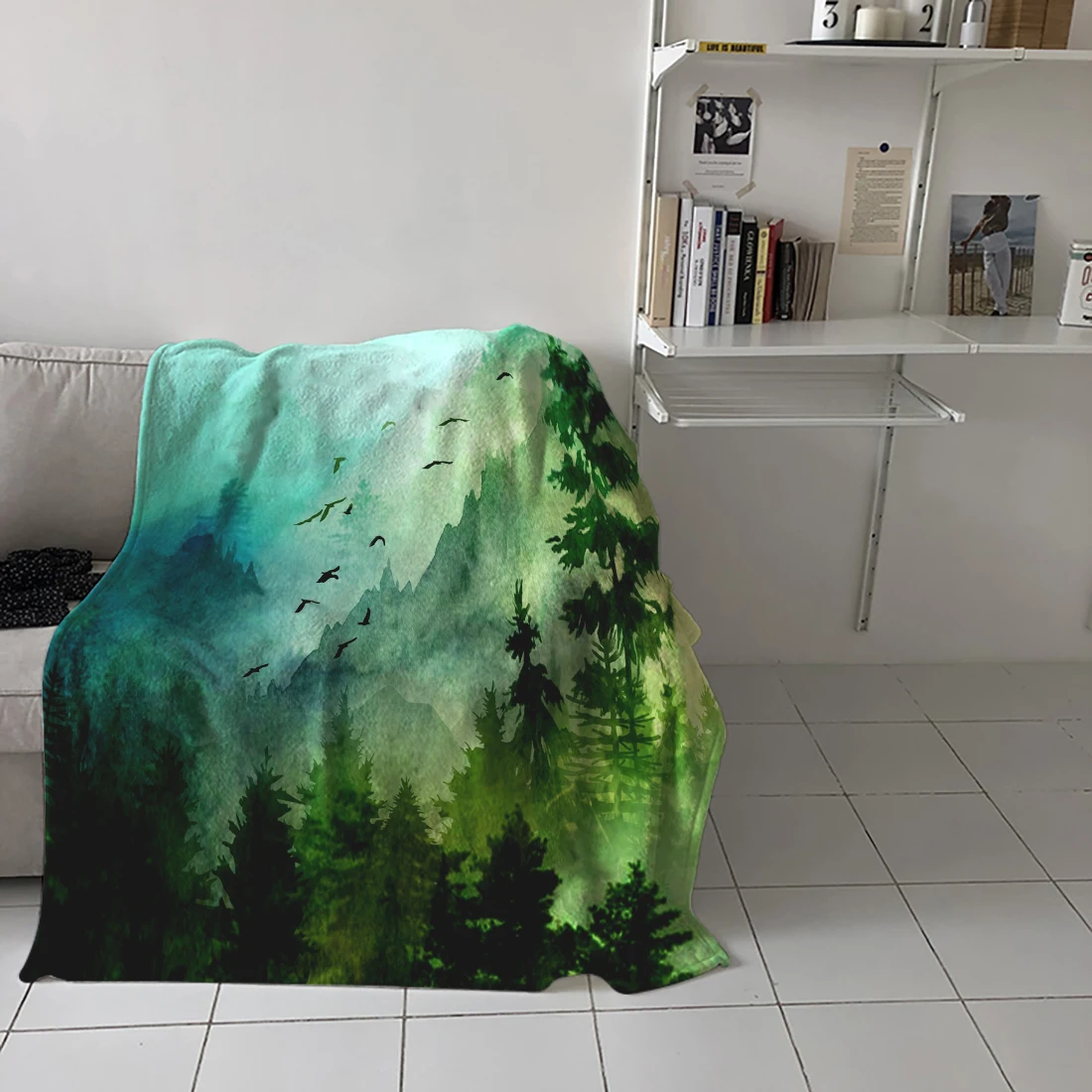 Двухэтажное горное утро Зеленое одеяло теплое одеяло из микрофибры фланелевое одеяло Декор Спальни одеяла