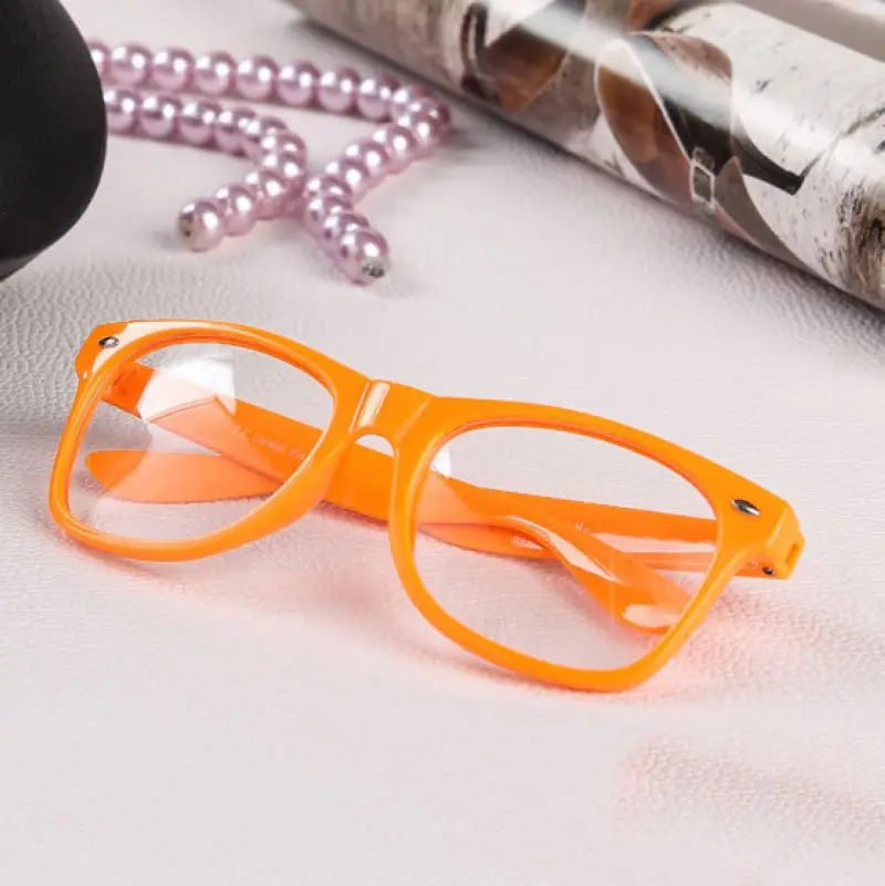 Mayitr 1pc Fashion Nerd Clear Glasses Clear Lens Geek Glasses 16 Colors Plain Mirror Plastic Full frame Eyeglasses Eyewear