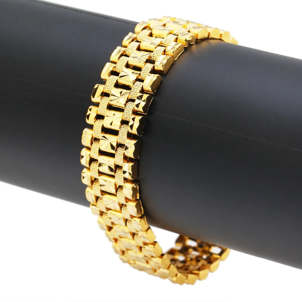 Дубай, золотой браслет золотого цвета ювелирные изделия праздничные подарки для мужчин 16 мм Широкий цепи ювелирные изделия браслеты ручной работы