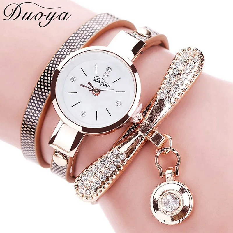 Duoya Brand Bracelet Watches For Women Luxury Gold Crystal Fashion Quartz Wristwatch Clock Ladies Vintage Watch Dropshipping 