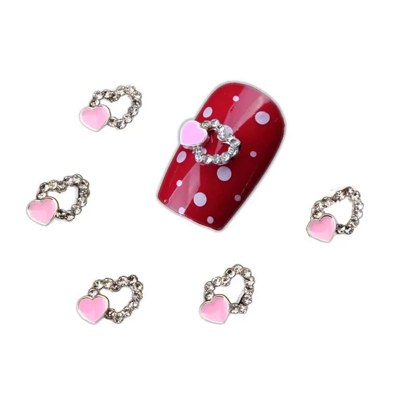 

Double Heart 5pcs Charm 3D Nail Art Rhinestone Decorations Shiny Crystal Alloy Jewelry Gems Design Manicure Accessory