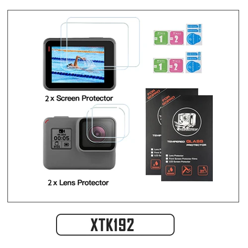 Закаленная пленка для Gopro Hero 7 6 5, аксессуары, закаленное стекло+ защита объектива для Go Pro Hero 7 6 5, черная Экшн-камера - Цвет: XTK192