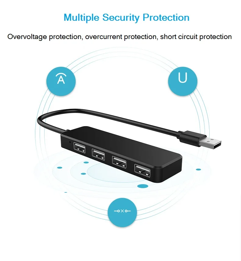 Ультра-тонкий 4-портовый USB2.0 концентратор 480 Мбит/с высокой Скорость индикатор светильник 30 см usb-хаб для мульти-устройство для портативного компьютера