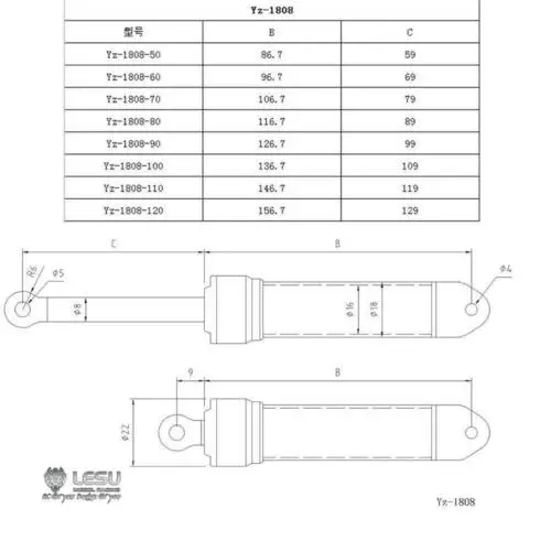 LESU 80 мм гидравлические цилиндры для RC DIY Tmy модель автомобиля погрузчик самосвал трактор TH08028