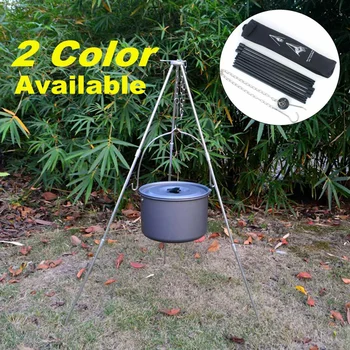 

2 Colors Portable Hanging Pot Outdoor Camping Picnic Cooking Tripod Durable Campfire Picnic Pot Cast Grill Hanging Tripod