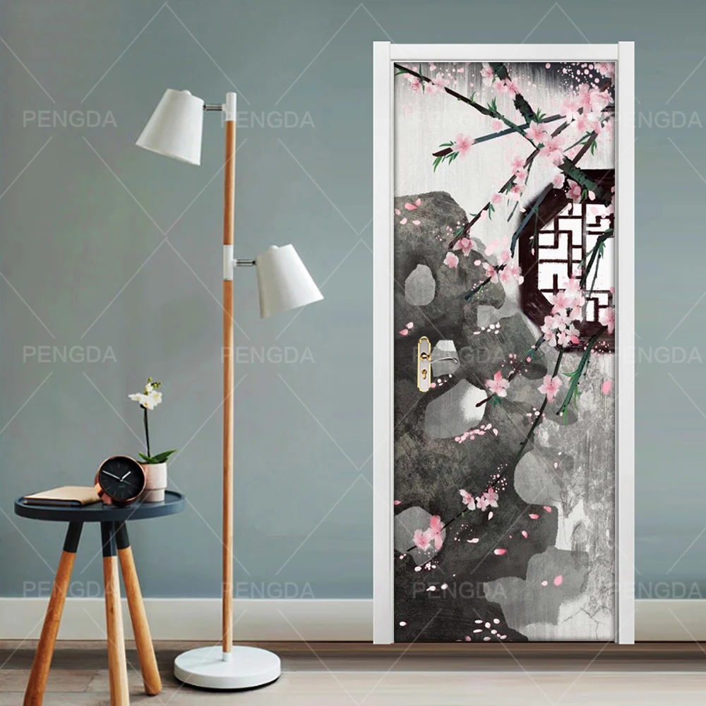 

Door Sticker Self Adhesive Wallpaper Diy Prints Picture Abstract Flower Wall Art Home Decoration Mural Wardrobe Renovation Decal
