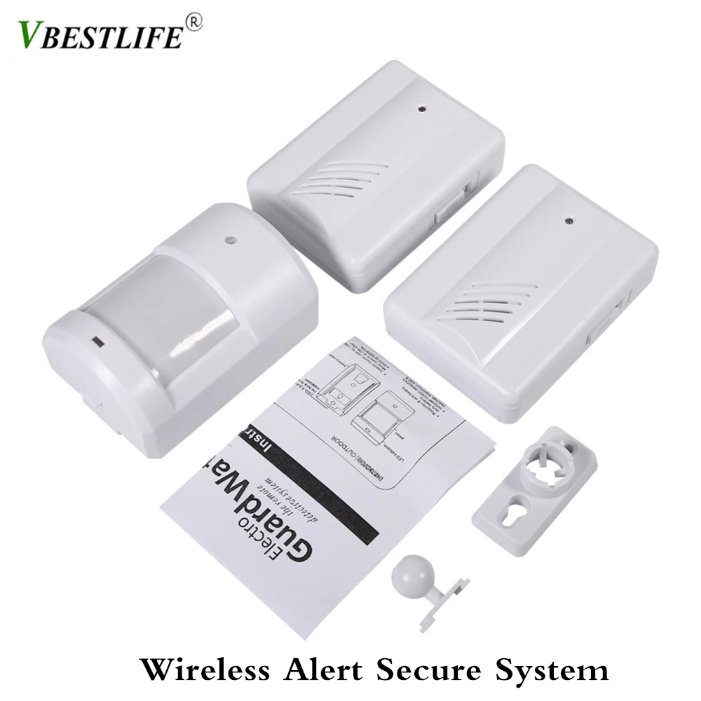 

PIR Motion Detector Sensor Wireless Alert Secure System Welcome Doorbell Alarm For Home 2 Receiver And 1 Transmitter