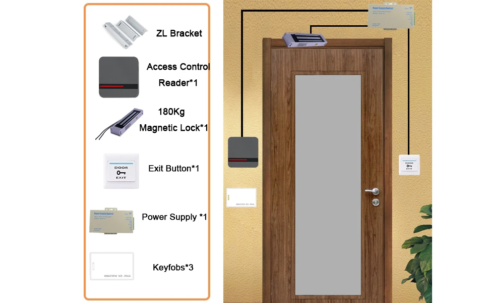 Eseye система контроля доступа комплект для безопасность домашнего офиса ворота с электромагнитной блокировка блока питания 125 кГц карта считыватель