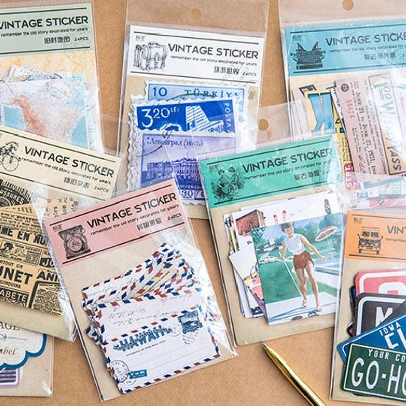 

24 Pieces Vintage Lifestyle Stickers - Planner, Journal, Craft, Scrapbooking, Decoration