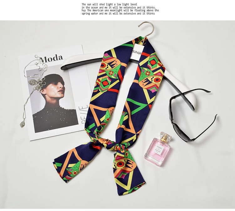 Striped Satin Silk Scarf for Women - Double-Sided Luxury Neck Neckerchief