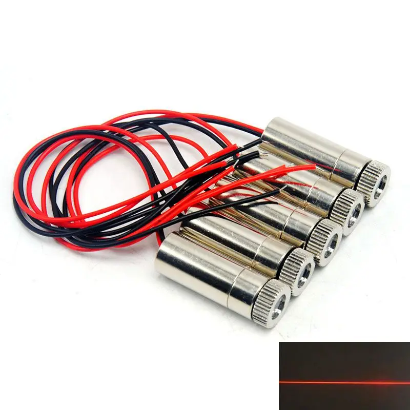 5pcs 12mmx30mm Line Red Laser Lights Focusable 650nm 30mW Laser Diode Module w Focus Lens Heads 120 Deg