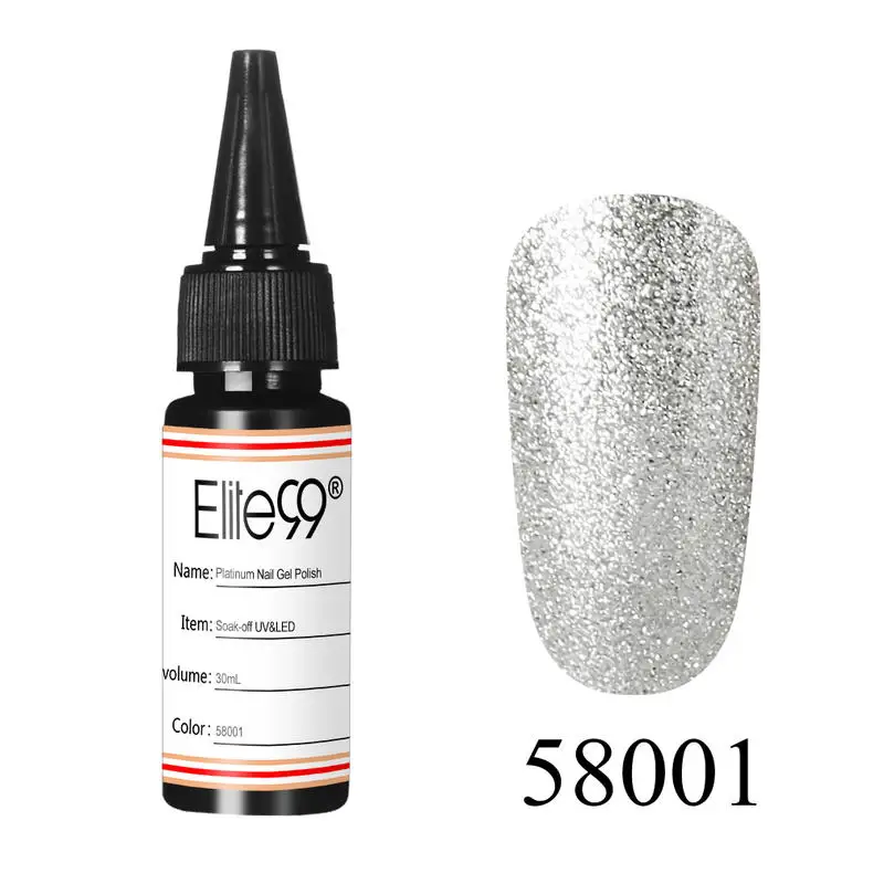 58001 Elite99 30 мл Bling Platinum ногтей художественный Гель-лак для ногтей замачиваемый дизайн ногтей Светодиодный УФ Гель-лак для Ногтей Сияющий Блеск DIY ногти гель лак - Цвет: 58001