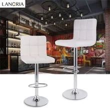 2Pcs Adjustable Swivel Quilted Faux Leather Bar Stools Chairs with Chromed Base and Footrest for Bar Counter Office Home