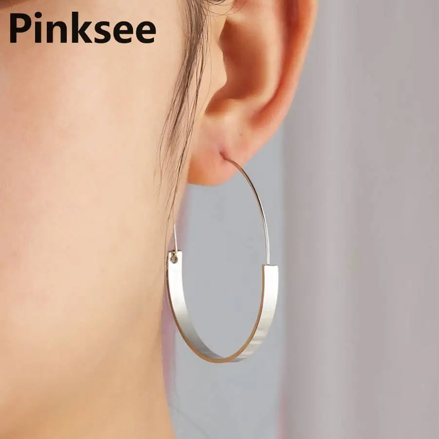 Сексуальный Золотой Серебряный цвет большой круг обруч серьги Bijoux