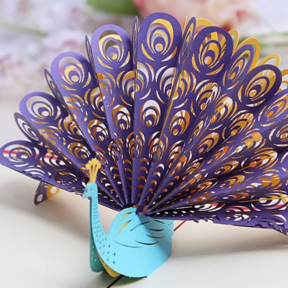  3D Innovative Greeting Card Peacock Style Multi-color Optional Invitation Card Greeting Card - 32920645573
