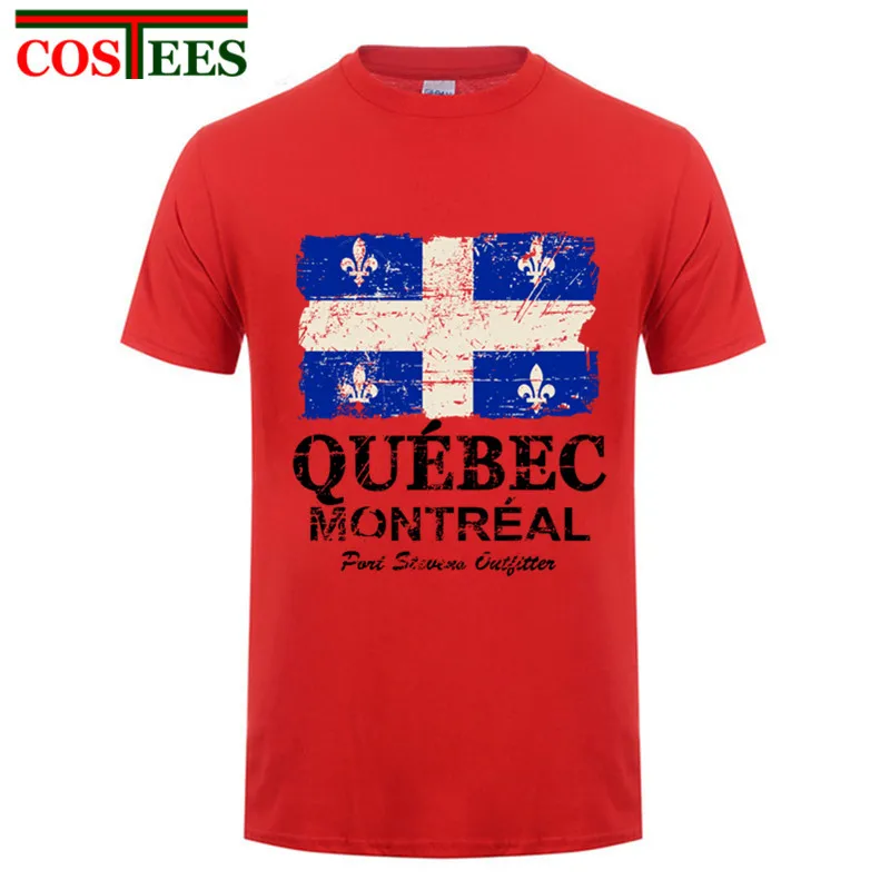 

Men's short Sleeve summer Quebec Flag T shrits Custom Bottoming Shirt Hip Hop Quebec Montreal T shirt Men Father's Birthday Gift