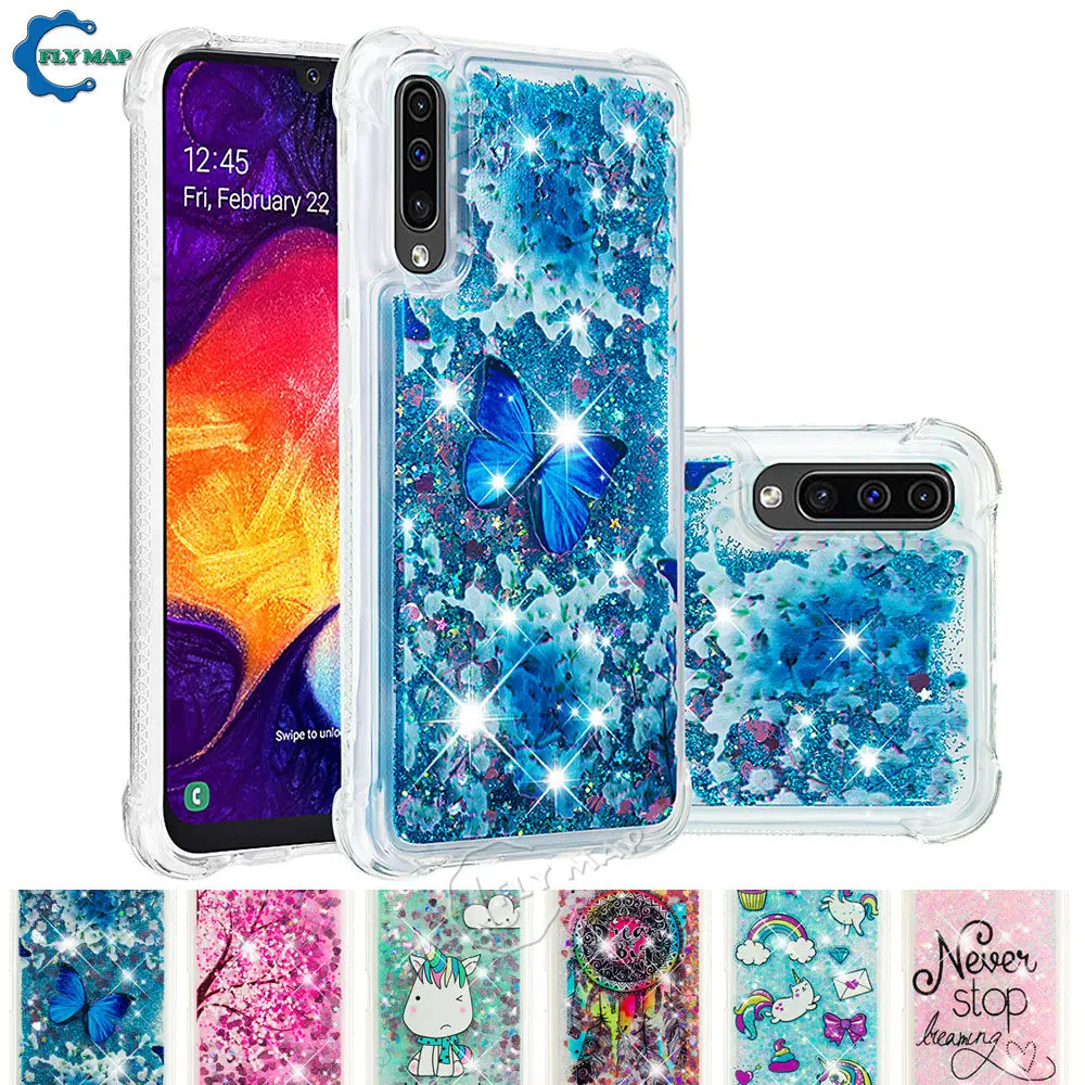 

Glitter Stars Phone Cover for Samsung Galaxy A50 A 50 2019 50A SM-A505FN SM-A505F/DS Dynamic Quicksand Case SM A505FN A505F/DS