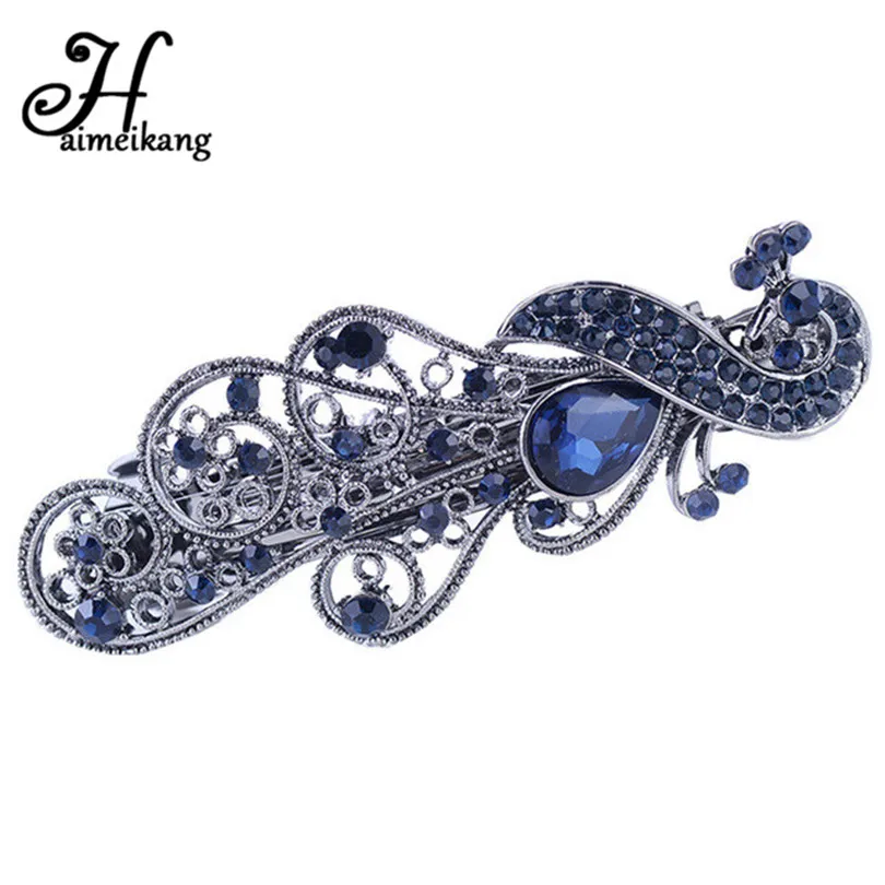 

Haimeikang Princess Exquisite Flower Hairpin Fashion Blue Crystal Barrette Hair Clip Headwear Hair Accessories For Woman Girls