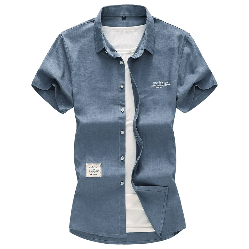 

Mens new short-sleeved shirt large size M-7XL linen casual shirt summer fashion comfortable high quality men short-sleeved shirt