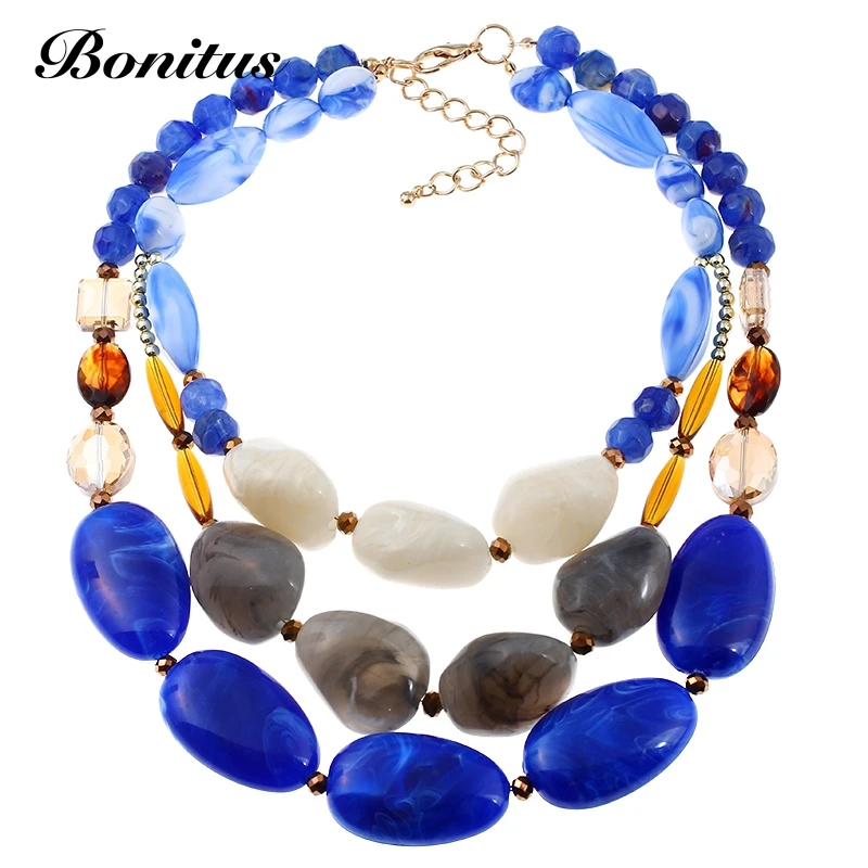 [Bonitus Jewelry] Новое поступление, модное многослойное ожерелье-чокер из полированного пластика для женщин HOT06N3151