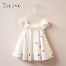 Hurave Mode D’été Fille Vêtements Ruché Robe Pour Fille Fly Manches A-ligne Robe de Retour Avec Bouton Enfants Vêtements Princesse