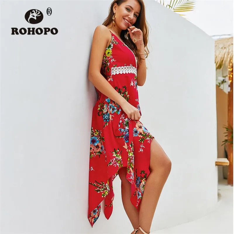 

Summer Red Sleeveless Dress Lace Slim Waist Open Back Beach Sweet Girl Mid Length Dresses Sky Blue Deep V lace Collar Clothe