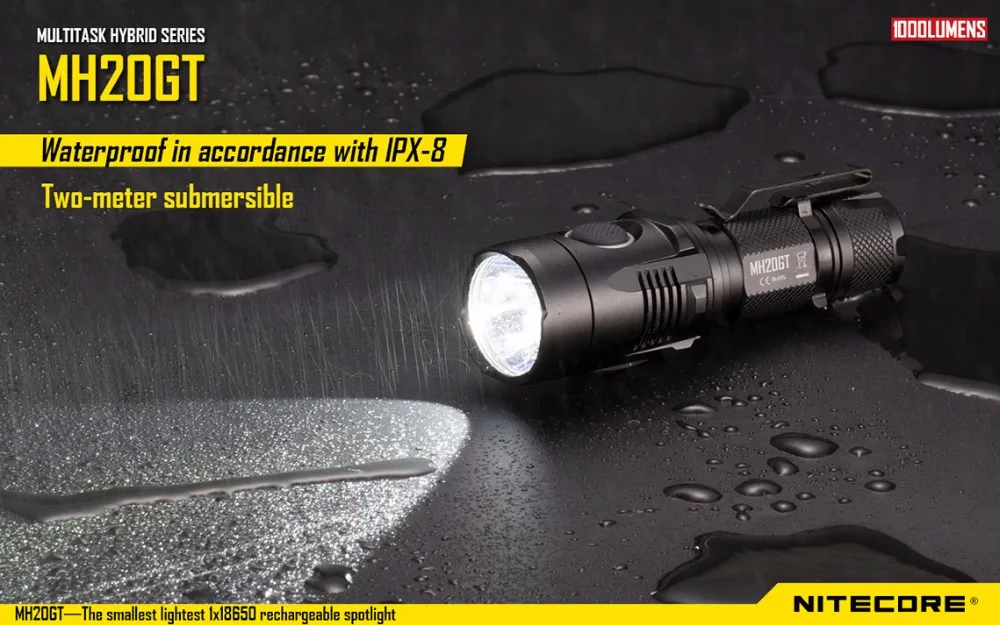 NITECORE MH20GT USB Перезаряжаемый фонарик CREE XP-L HI V3 max 1000 люмен расстояние луча 362 м уличный фонарик ручной фонарь