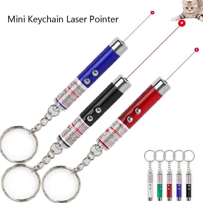 

Cat Laser Toy 2 in1 Red Laser Pointer Pen 5MW Mini Keychain Laser Pointer Pen Teaching Interactive With White LED Light