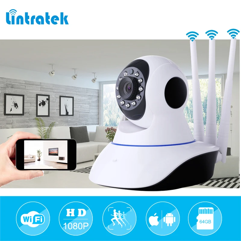 Мини-камера видеонаблюдения lintratek hd Wi-Fi IP беспроводная 1080P радионяня 2 МП 10 м