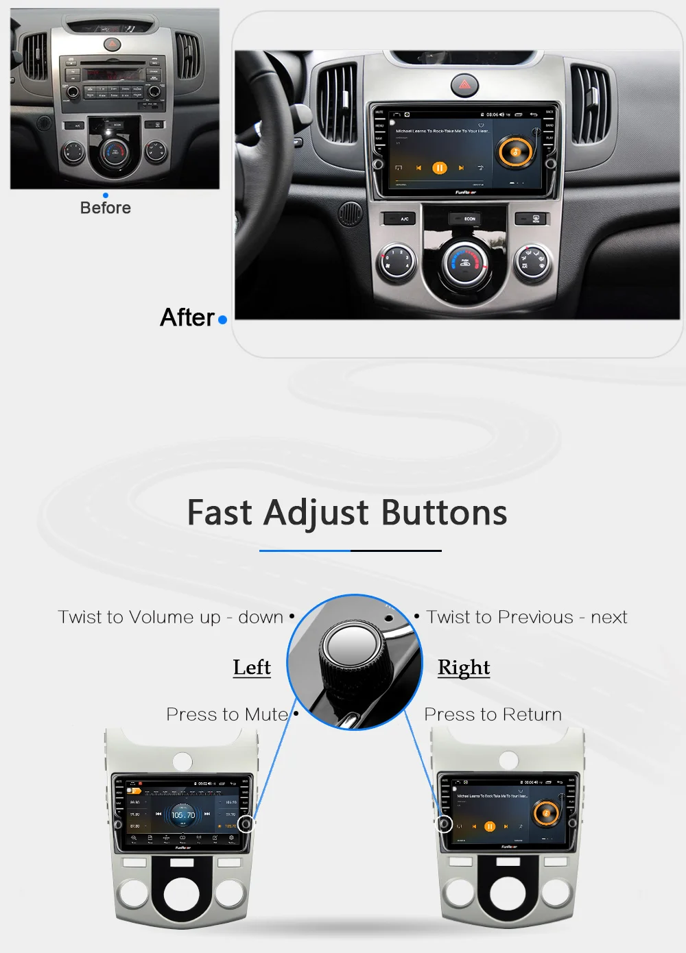 Best Funrover Android 9.0 car dvd gps multimedia player For KIA Cerato 2008-2013 dvd navigation radio video audio player no car 2 din 10